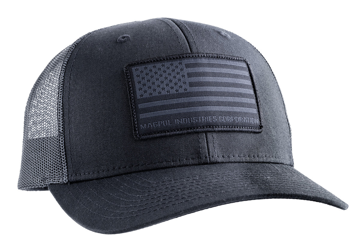Magpul Standard Patch Trucker Hat Black Adjustable Snapback Woven Flag Patch OSFA MAG1215-001
