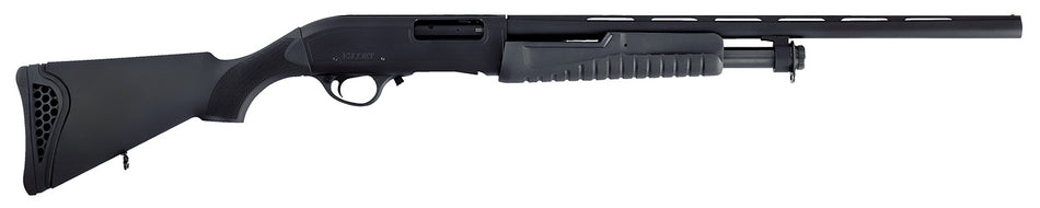 Escort HEFH2022051Y Field Hunter Youth 20 Gauge Pump 3" 4+1 22" Black Vent Rib Barrel, Black Anodized Aluminum Grooved Receiver, Fixed Black Synthetic Stock, Right Hand