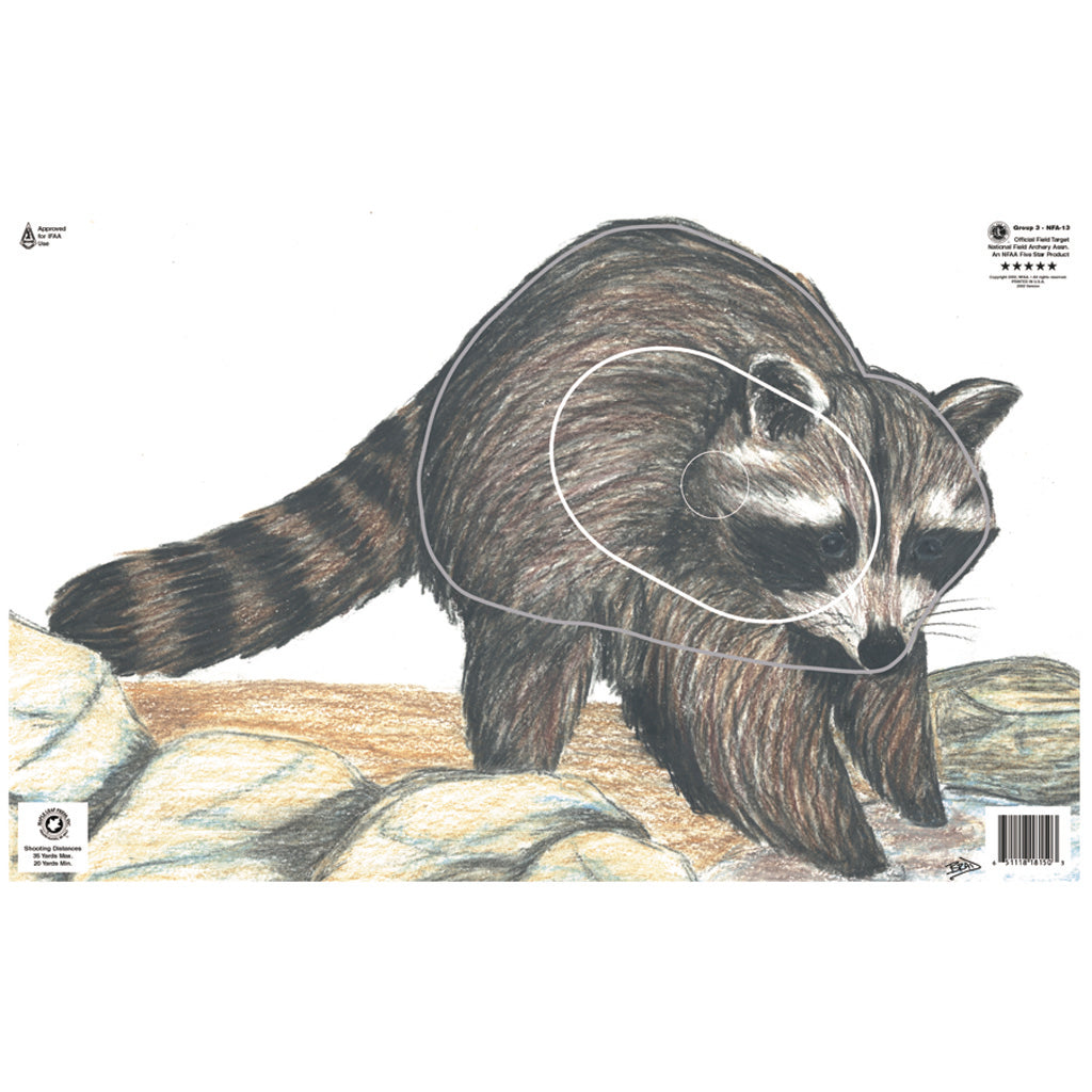 Maple Leaf NFAA Animal Target Face Group 3 Raccoon 14.5x22.5in.