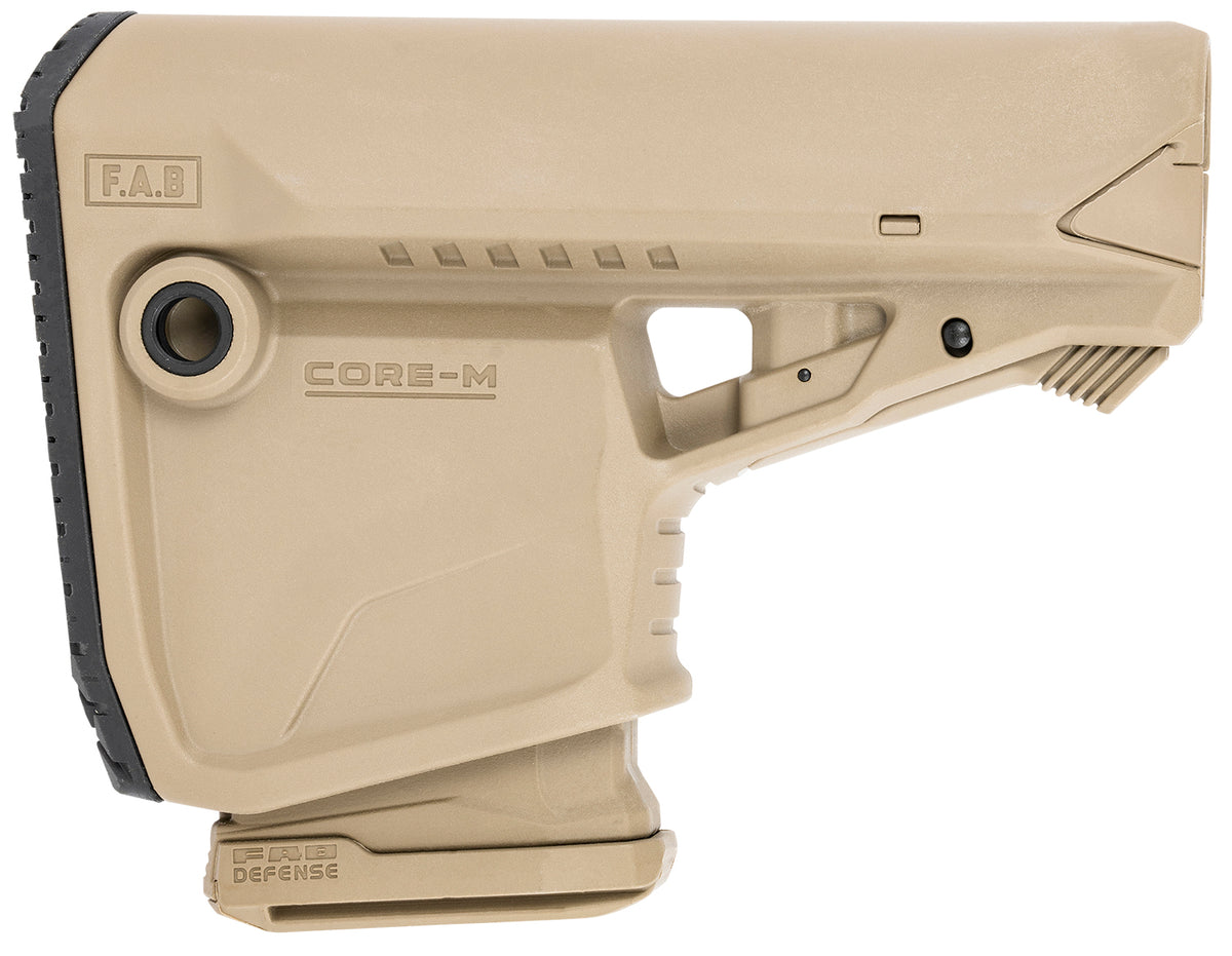 FAB Defense FXGLCOREMAGT GL-Core Survival AR-Platform Buttstock w/ Mag Carrier & Rubber Butt Pad, Tan Polymer (Tube Not Included)