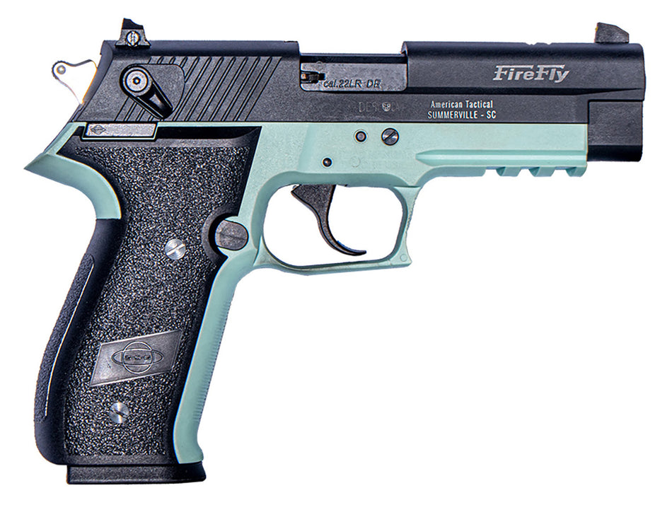 GSG GERG2210FFM FireFly 22 LR 10+1 4" Black Serrated Slide, Mint Zinc Alloy w/Accessory Rail Frame, Black Polymer Grip