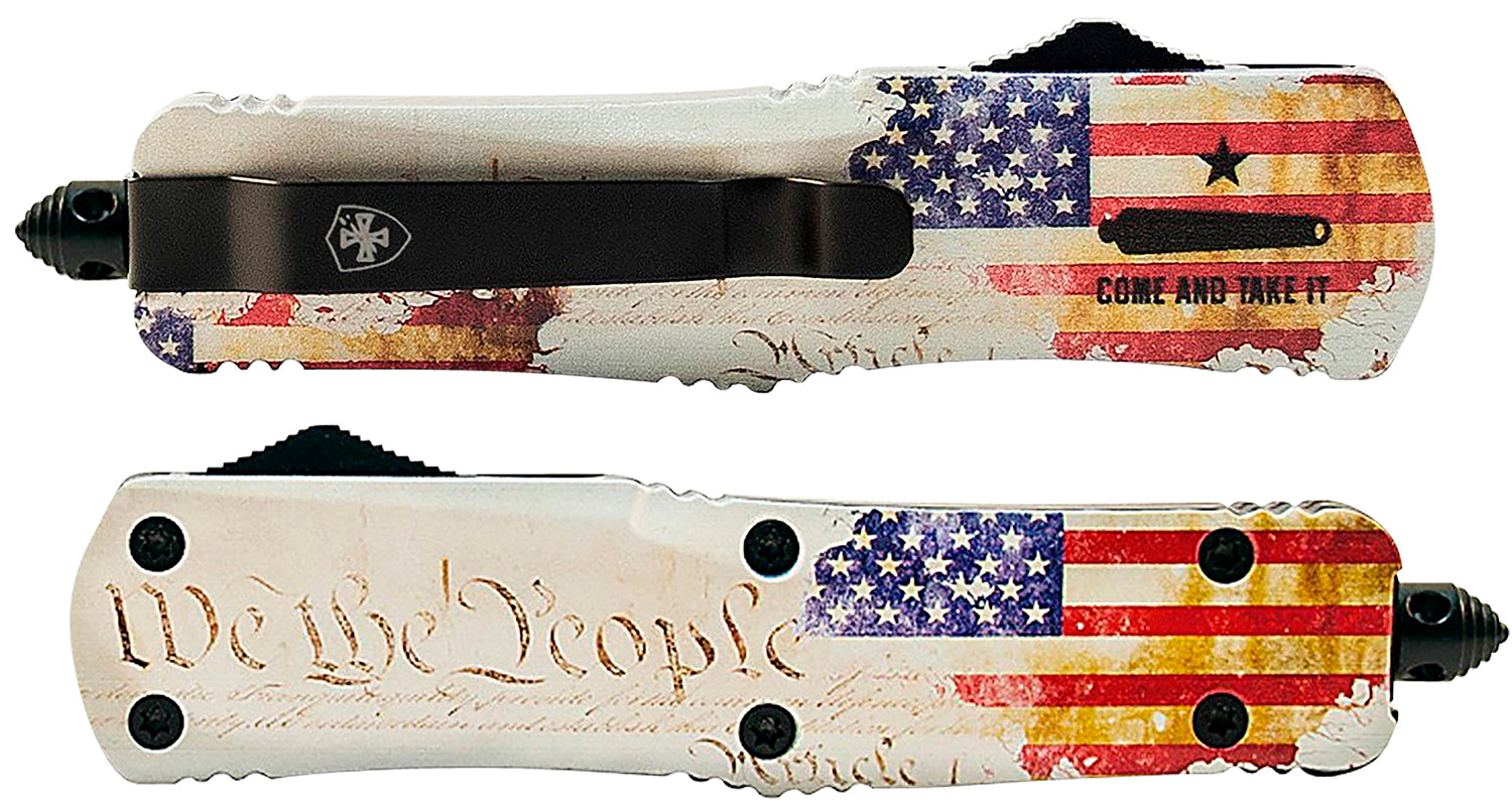 Templar Knife SWTP131 Gen II We The People Small 2.69" OTF Dagger 440C SS Blade, White Flag Aluminum Handle with Glass Breaker