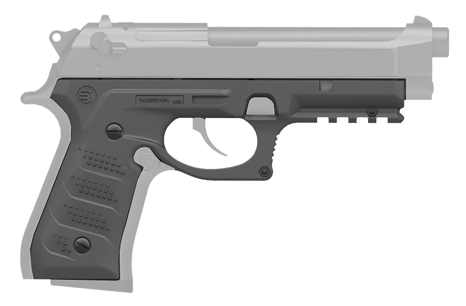 Recover Tactical BC2-04 Gray Polymer Picatinny Grip and Rail System for Beretta 92 and M9