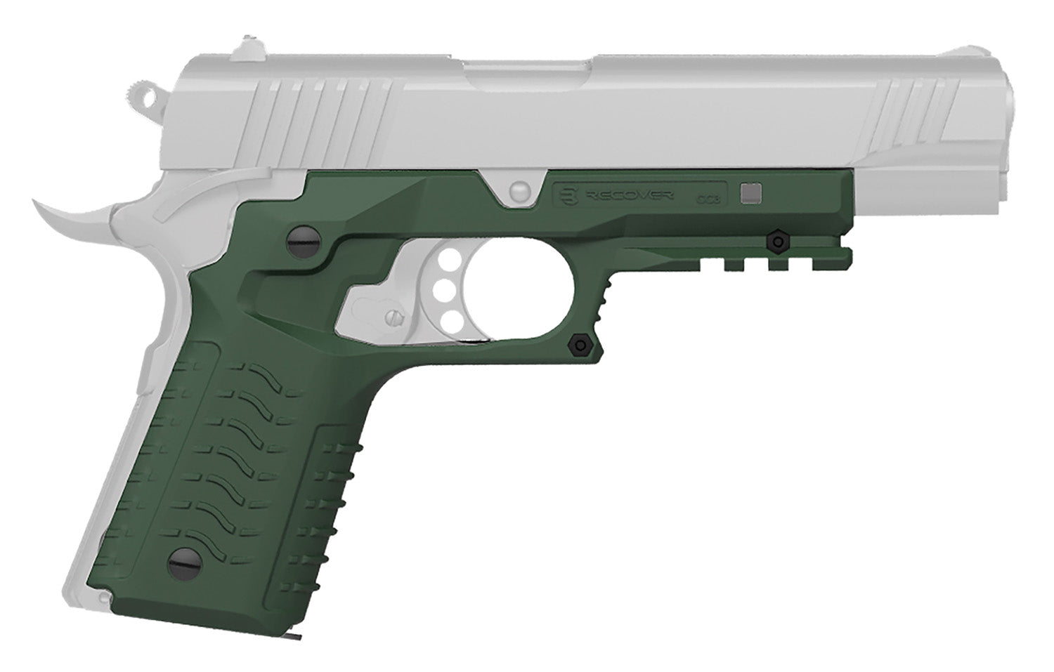 Recover Tactical CC3H03 Grip & Rail System OD Green Polymer Picatinny for Standard 1911