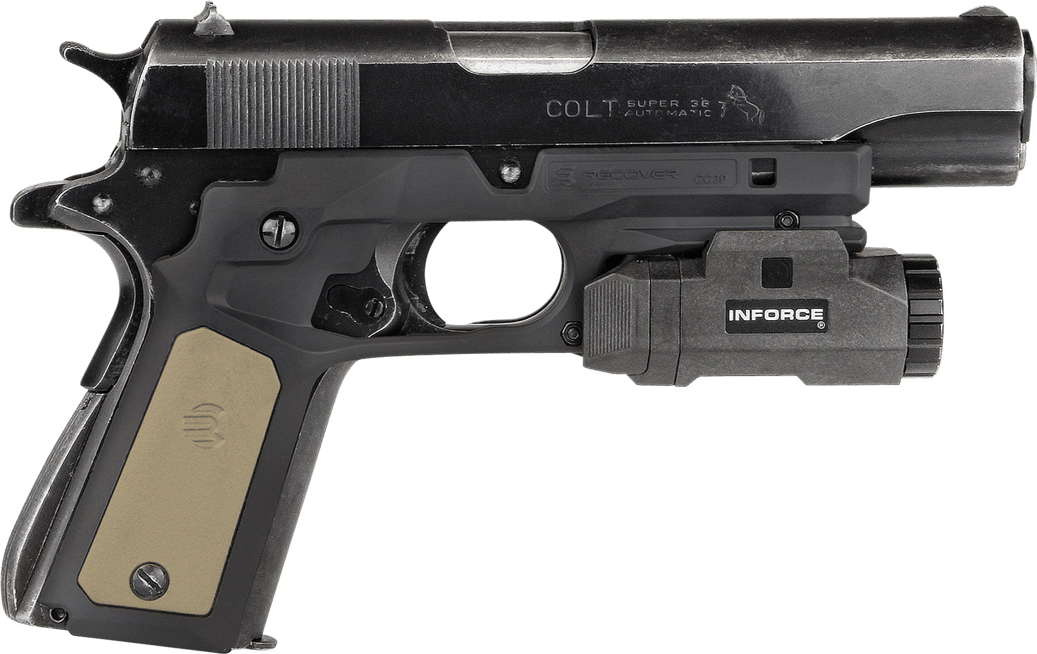 Recover Tactical CC3P0102 1911 Polymer Grip Frame Black with Interchangeable Black & Tan Panels