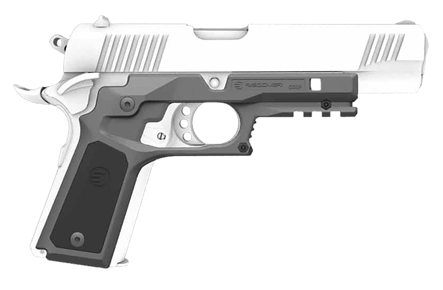 Recover Tactical CC3P0401 1911 Polymer Grip Frame Gray with Interchangeable Black & Gray Panels