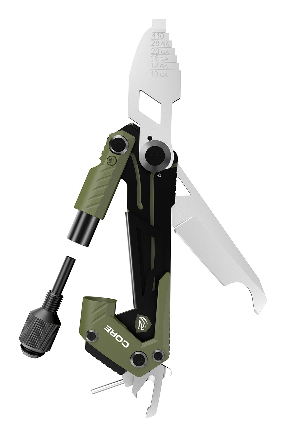 Real Avid Core Gun Tool Shotgun Olive Green/Black Stainless Steel Folding Multi-Tool