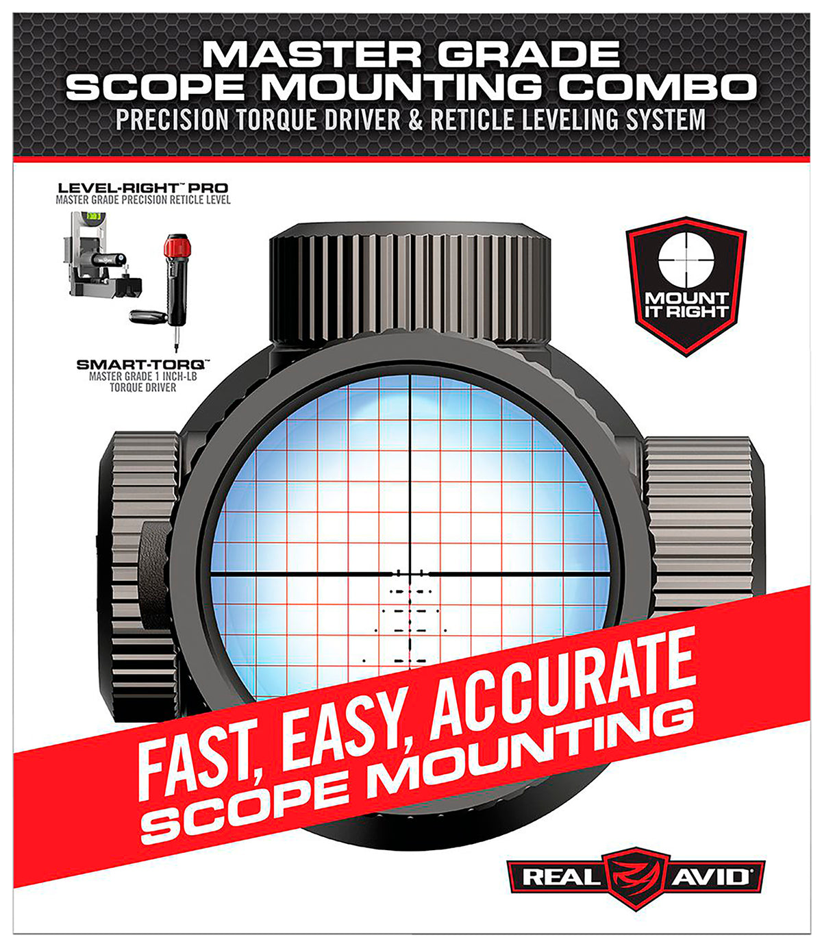 Real Avid AVMSMK Master Grade Scope Mounting Combo with Torque Driver and Reticle Leveling System