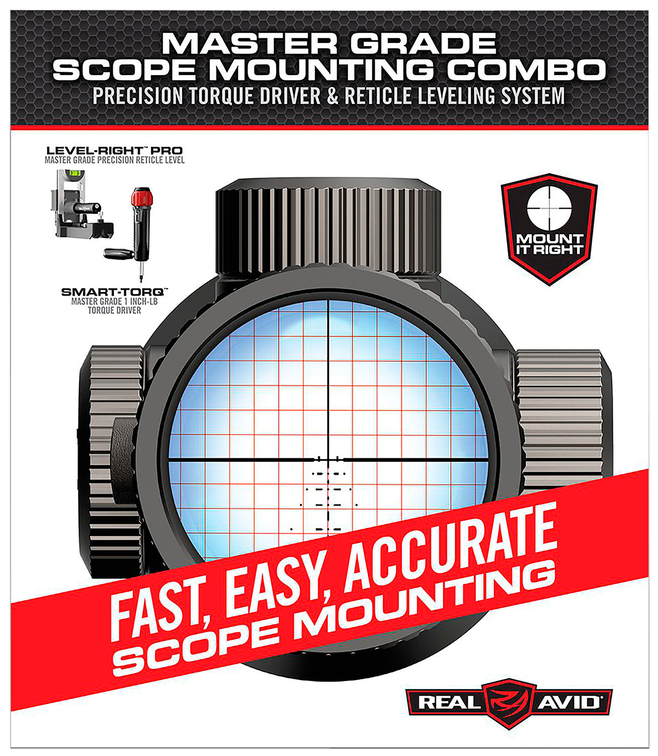 Real Avid AVMSMK Master Grade Scope Mounting Combo with Torque Driver and Reticle Leveling System