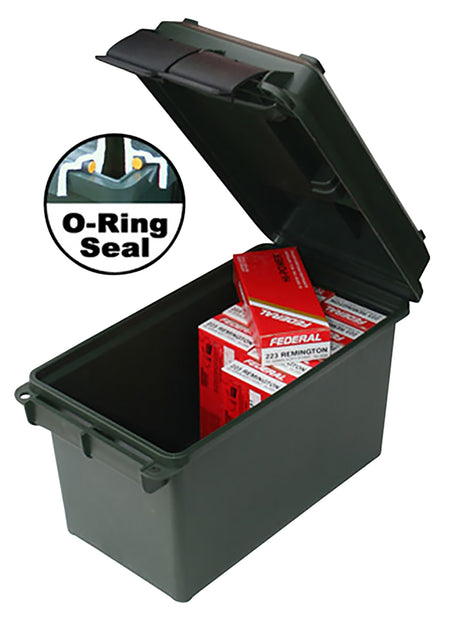 MTM Case-Gard AC50C40 Ammo Can 50Cal Rifle Black Polypropylene O-Ring Sealed Dual Latch