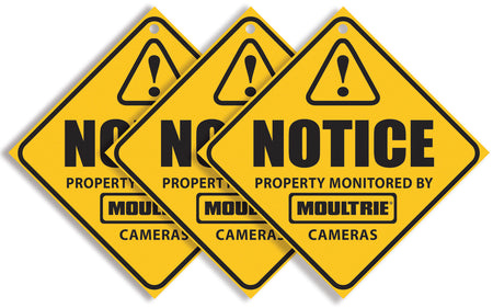 Moultrie MCA13133 Trail Camera Surveillance Warning Signs Yellow 3-Pack
