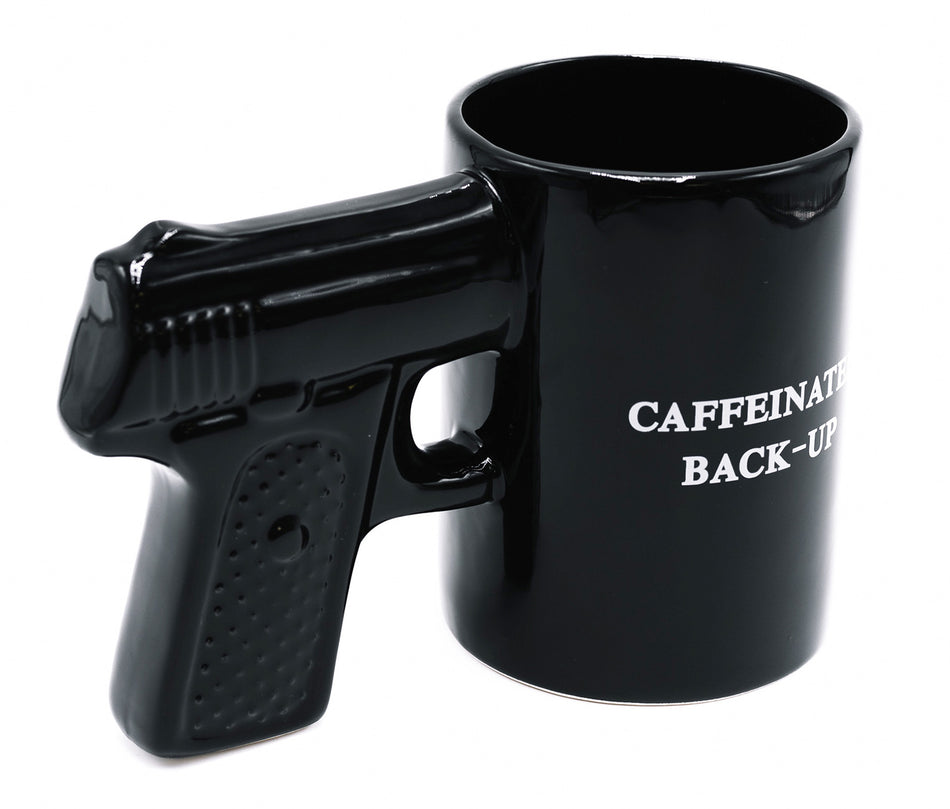 Caliber Gourmet CBGM1049 Black Ceramic Gun Mug Novelty Pistol Design