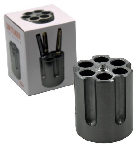 Caliber Gourmet CBG1007BK Black Aluminum Cylinder Pen Holder 3.25x2.75" Pistol Design