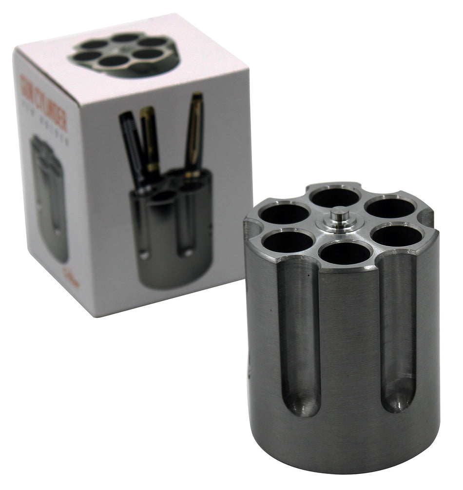 Caliber Gourmet CBG1007BK Black Aluminum Cylinder Pen Holder 3.25x2.75" Pistol Design