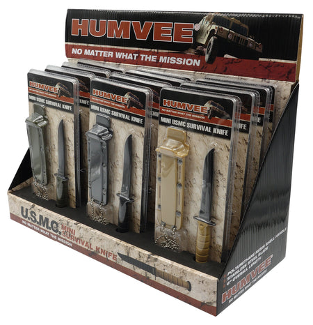 Humvee HMVDBUSMC 3.5" USMC Combat Knife Retail Display Box 12 Piece