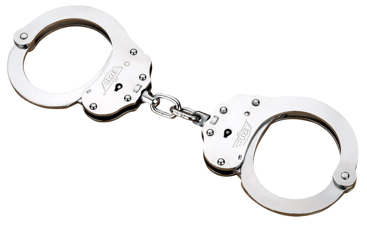 Uzi Accessories NIJ Approved Double-Lock Handcuffs Silver Steel with 2 Keys