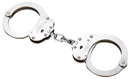 Uzi Accessories NIJ Approved Double-Lock Handcuffs Silver Steel with 2 Keys