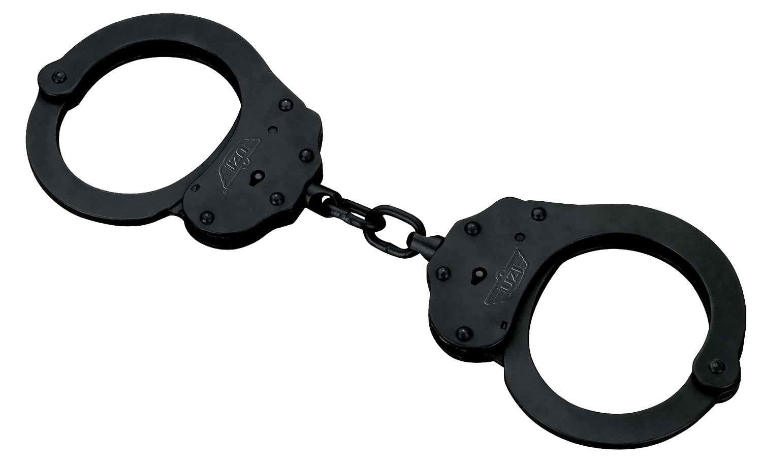 Uzi Accessories NIJ Approved Double-Lock Handcuffs Black Steel with 2 Keys