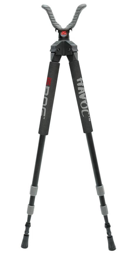 Bog-Pod 1100478 Havoc Bipod Black Aluminum with Foam Grip Rubber Feet 360 Pan 21-50 Inch