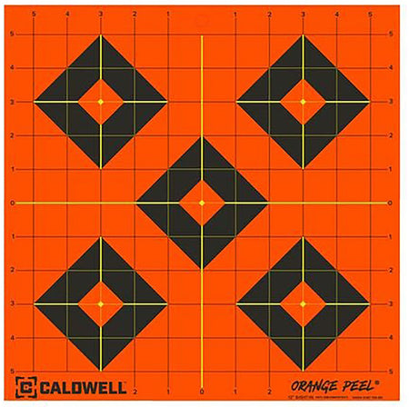 Caldwell 1166104 Orange Peel Self-Adhesive Reactive 12" Diamond Paper Target Black/Orange 5 Pack