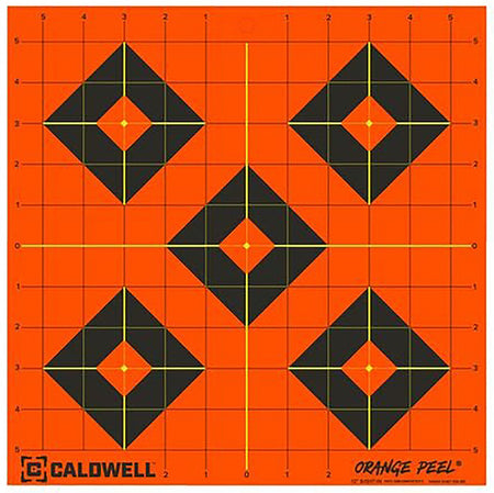Caldwell 1166105 Orange Peel Self-Adhesive Reactive 12" Diamond Paper Target Black/Orange 25 Pack