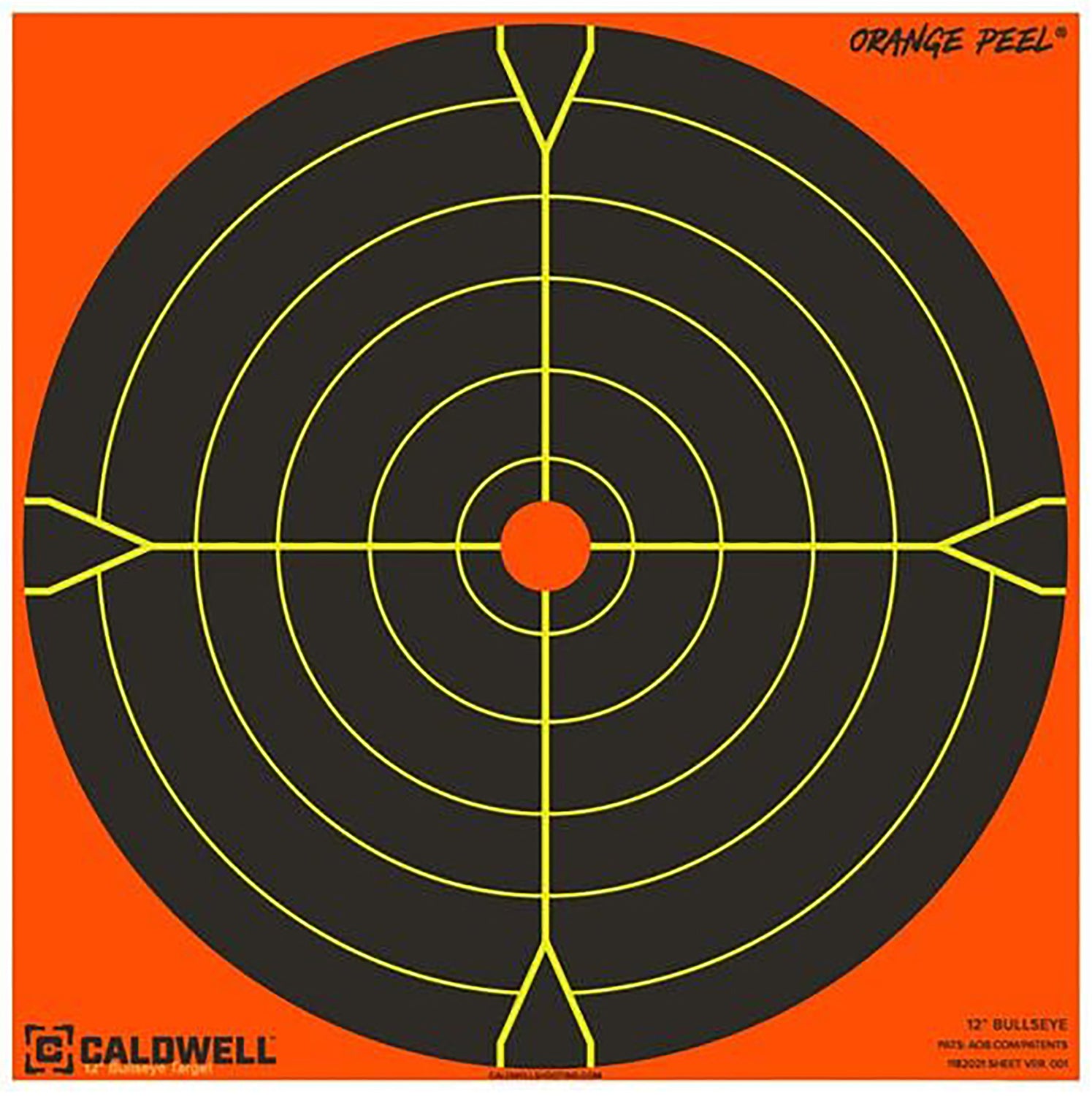 Caldwell 1166107 Orange Peel Self-Adhesive Reactive 5.5" Bullseye Paper Target Black/Orange 10 Pack