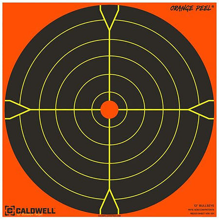 Caldwell 1166107 Orange Peel Self-Adhesive Reactive 5.5" Bullseye Paper Target Black/Orange 10 Pack