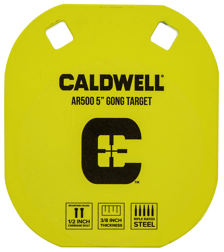 Caldwell 1116700 5" AR500 Steel Hanging Gong Target Yellow 0.38" Thick