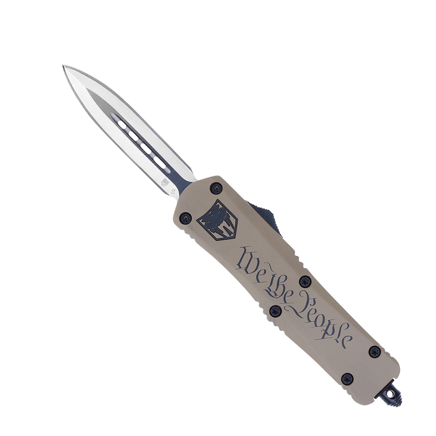 CobraTec FS-3 We The People Medium OTF Dagger Knife 3" D2 Steel Blade Tan Cerakoted Aluminum Handle