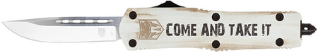 CobraTec FS-3 Come And Take It Medium OTF Tanto Knife 3" D2 Steel Blade White Cerakoted Aluminum Handle