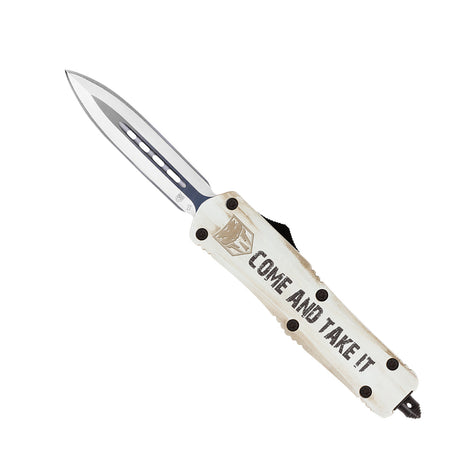 CobraTec FS-3 Come And Take It Medium OTF Dagger Knife 3" D2 Steel Blade White Cerakoted Aluminum Handle