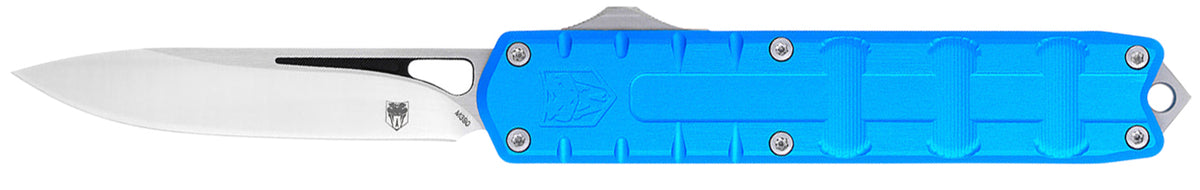 CobraTec Enforcer OTF Drop Point Knife 3.25" M390 Steel Blade Blue 6061-T6 Aluminum Handle