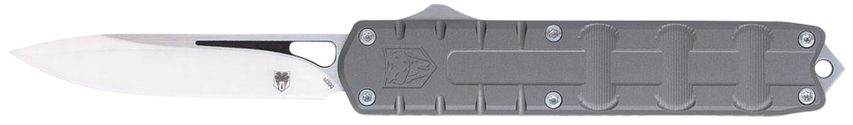 CobraTec Enforcer OTF Drop Point Knife 3.25" M390 Steel Blade Gray 6061-T6 Aluminum Handle