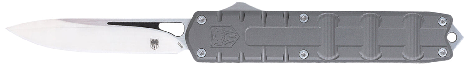CobraTec Enforcer OTF Drop Point Knife 3.25" M390 Steel Blade Gray 6061-T6 Aluminum Handle