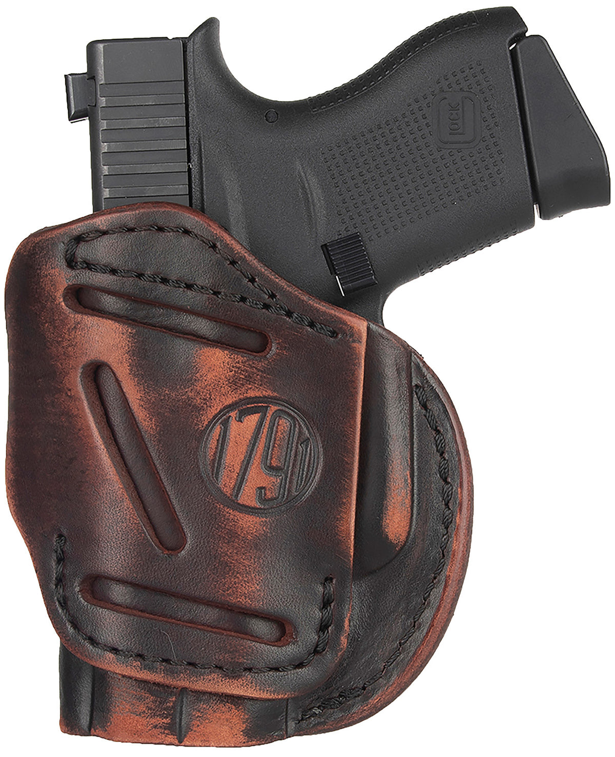 1791 Gunleather 4WH Size 02 4-Way IWB/OWB Vintage Leather Belt Clip Holster - Right Hand, Fits S&W M&P Bodyguard