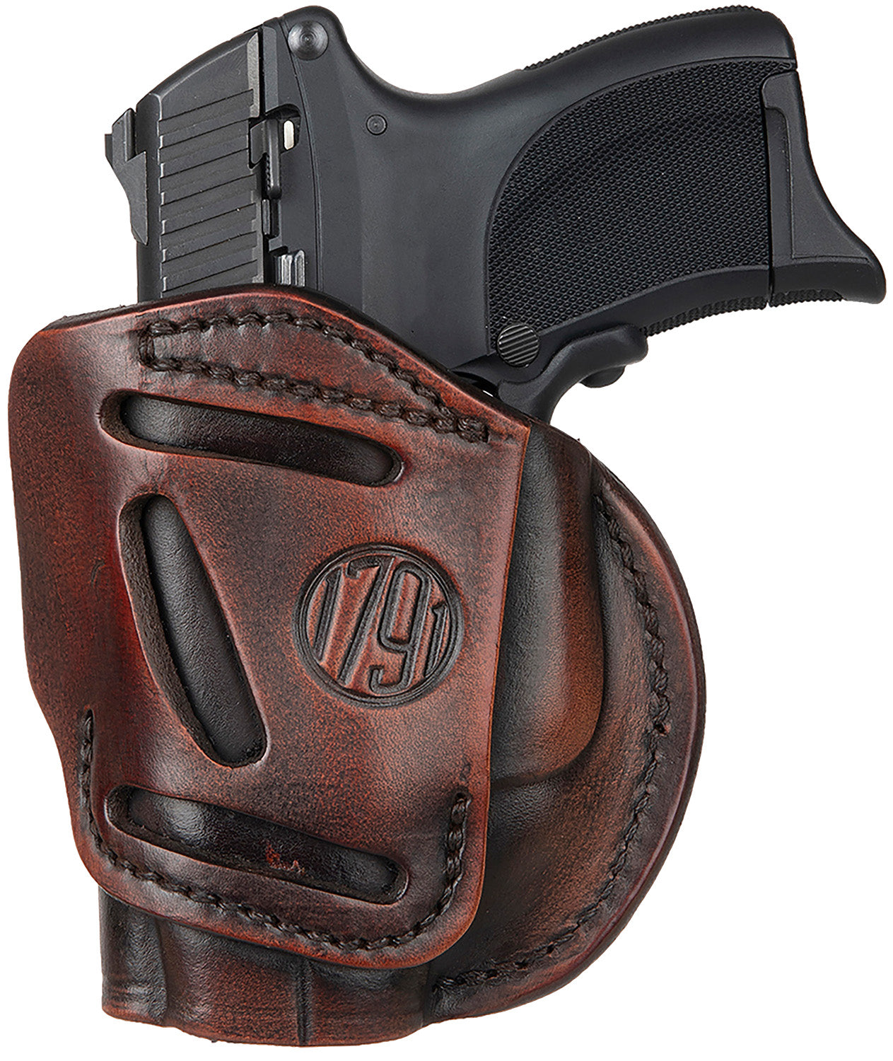 1791 Gunleather 4WH Size 03 4-Way IWB/OWB Vintage Leather Belt Clip Holster - Right Hand, Fits Glock 26/Ruger LC9/S&W M&P Shield