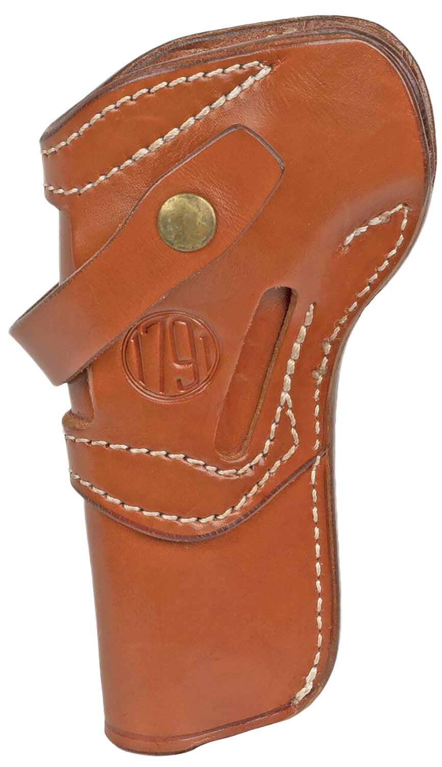 1791 Gunleather RVH5.5 Single Action OWB 6.5" Classic Brown Leather Belt Loop Holster - Ambidextrous, Fits Ruger Wrangler/Colt SSA