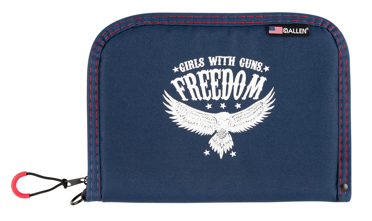 Girls With Guns 9071 Freedom Handgun Case Navy with White Letters and Patriotic Graphic Holds Full-Size Pistol