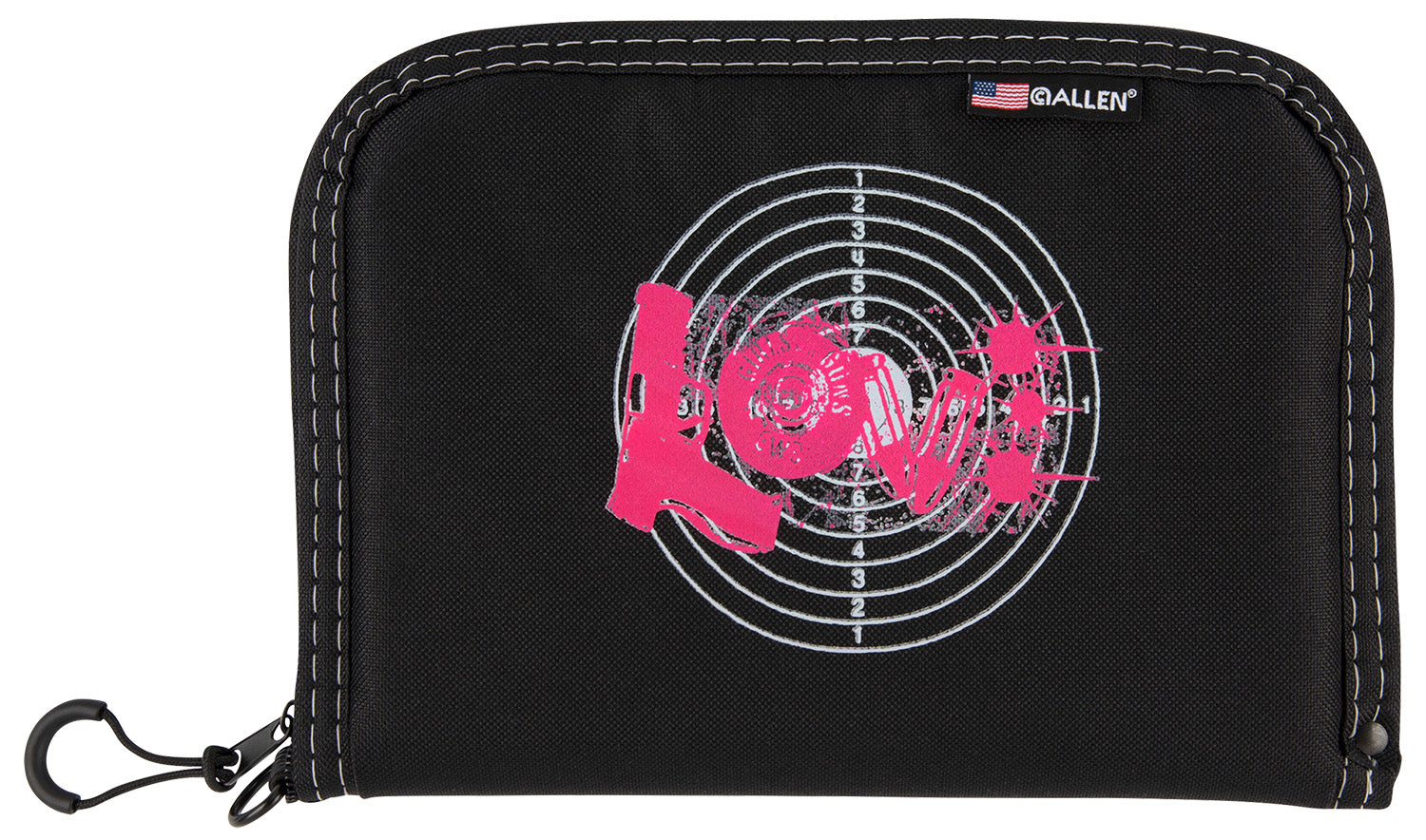 Girls With Guns 9075 Love Handgun Case Black with Pink Love Graphic Polyester Holds Full-Size Pistol