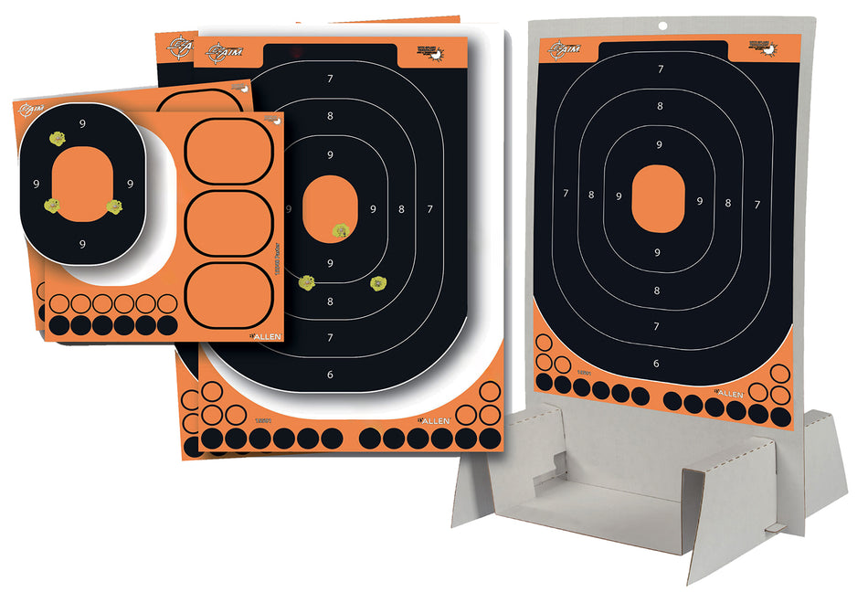 EZ-Aim 15548 Splash Reactive Handgun Trainer Kit Self-Adhesive Paper Target Black/Orange 14" x 22" Oval