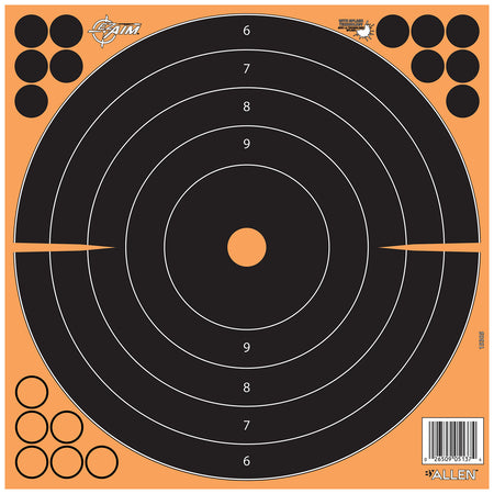 EZ-Aim Splash Reactive Self-Adhesive Bullseye Targets, 12"x12", Black/Orange, 25 Pack