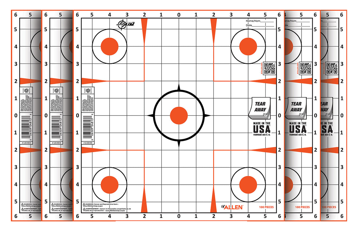 EZ-Aim 15333100 Self-Adhesive Sight-In Grid Paper Target, Orange/White, 12"x12", 100-Pack