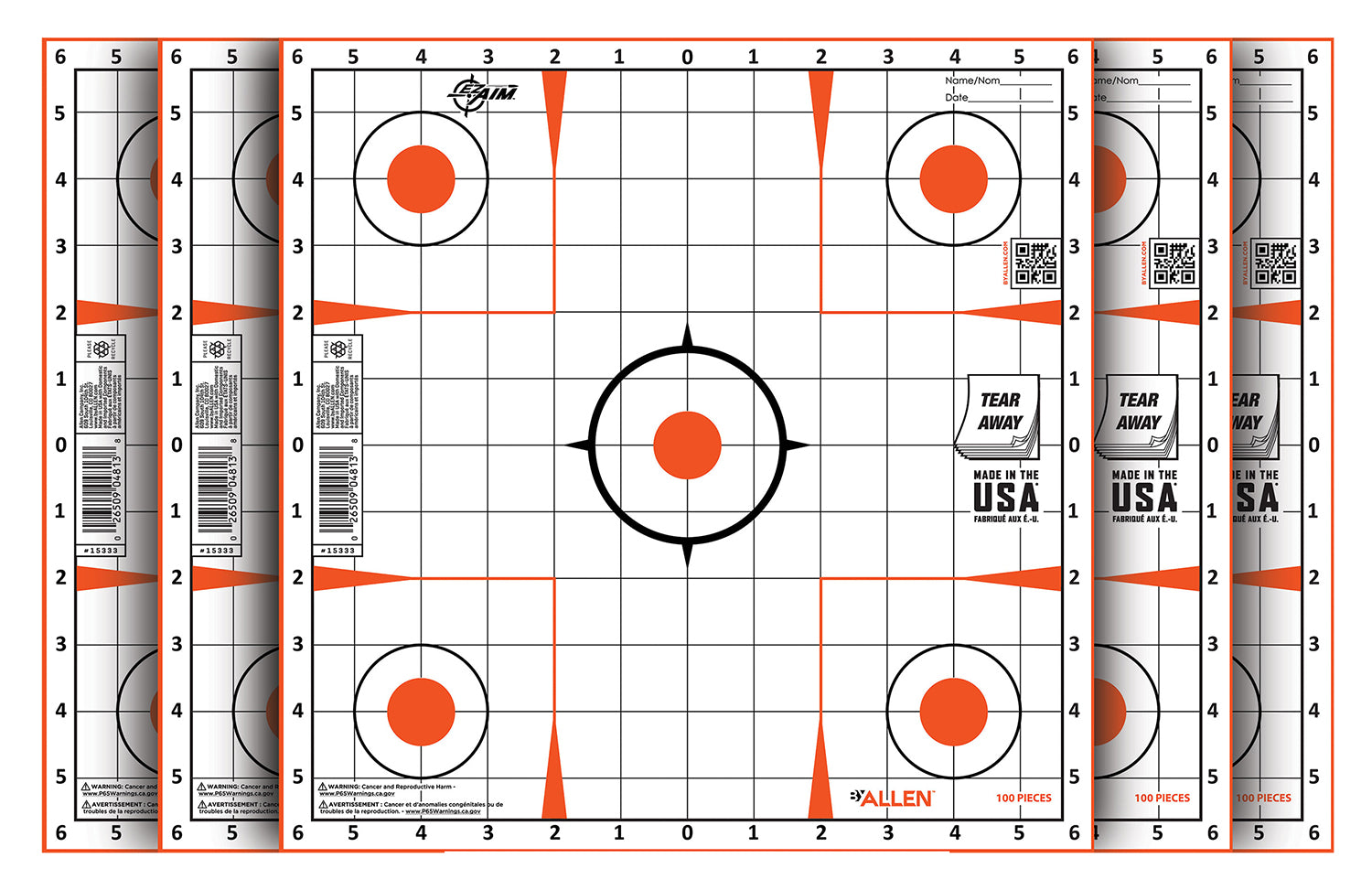 EZ-Aim 15333100 Self-Adhesive Sight-In Grid Paper Target, Orange/White, 12"x12", 100-Pack