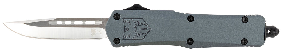 CobraTec FS-3 Small OTF Drop Point Knife 2.75" D2 Steel Blade Gray Aluminum Handle w/ Glass Breaker