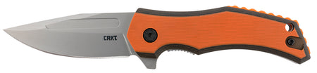 CRKT 2372 Fawkes Folding Knife 2.74" Bead Blasted 4116 Stainless Clip Point Blade Black and Orange G10 Handle with Pocket Clip