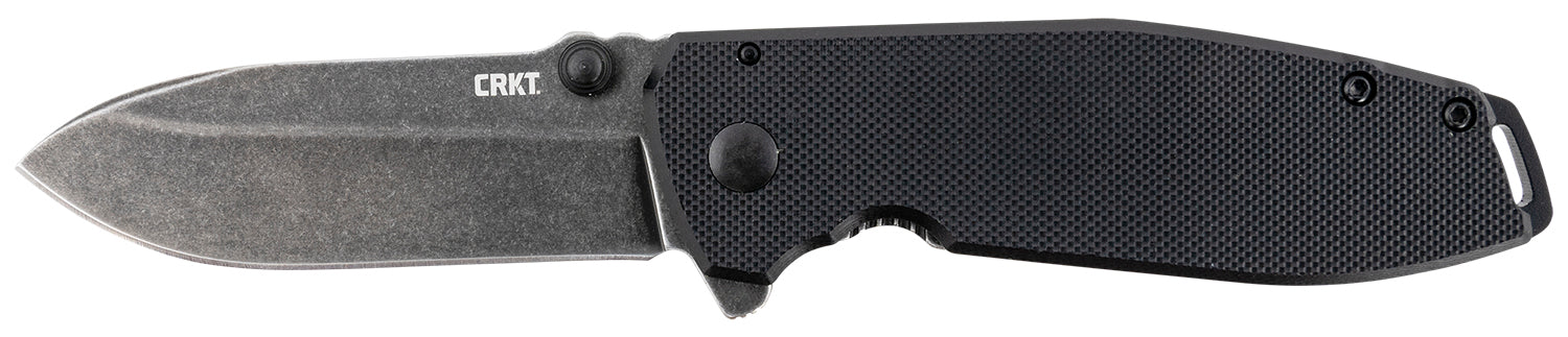 CRKT 2495K SQUID XM 2.95" Folding Drop Point Knife Black Stonewashed D2 Steel Blade with Black G10 and SS Handle