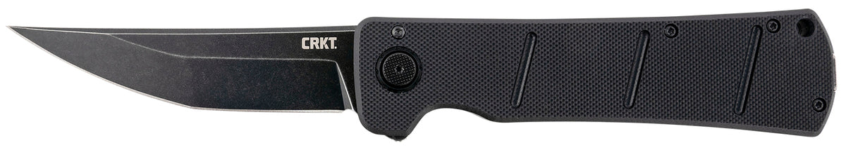 CRKT 2908 Inazuma No Ken 3.68" Folding Plain Stonewashed D2 Steel Blade with Black G10 Handle and Pocket Clip