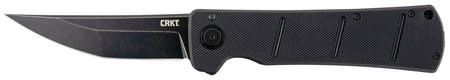 CRKT 2908 Inazuma No Ken 3.68" Folding Plain Stonewashed D2 Steel Blade with Black G10 Handle and Pocket Clip