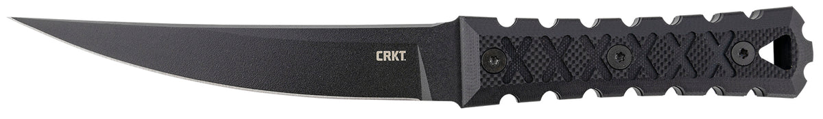 CRKT 2927 HZ6 6.50" Fixed Plain Hira-Zukuri Blade Matte Black Anti-Rust SK-5 Steel with Black G10 Handle and Sheath