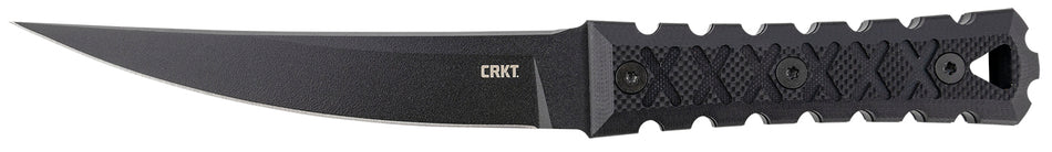 CRKT 2927 HZ6 6.50" Fixed Plain Hira-Zukuri Blade Matte Black Anti-Rust SK-5 Steel with Black G10 Handle and Sheath